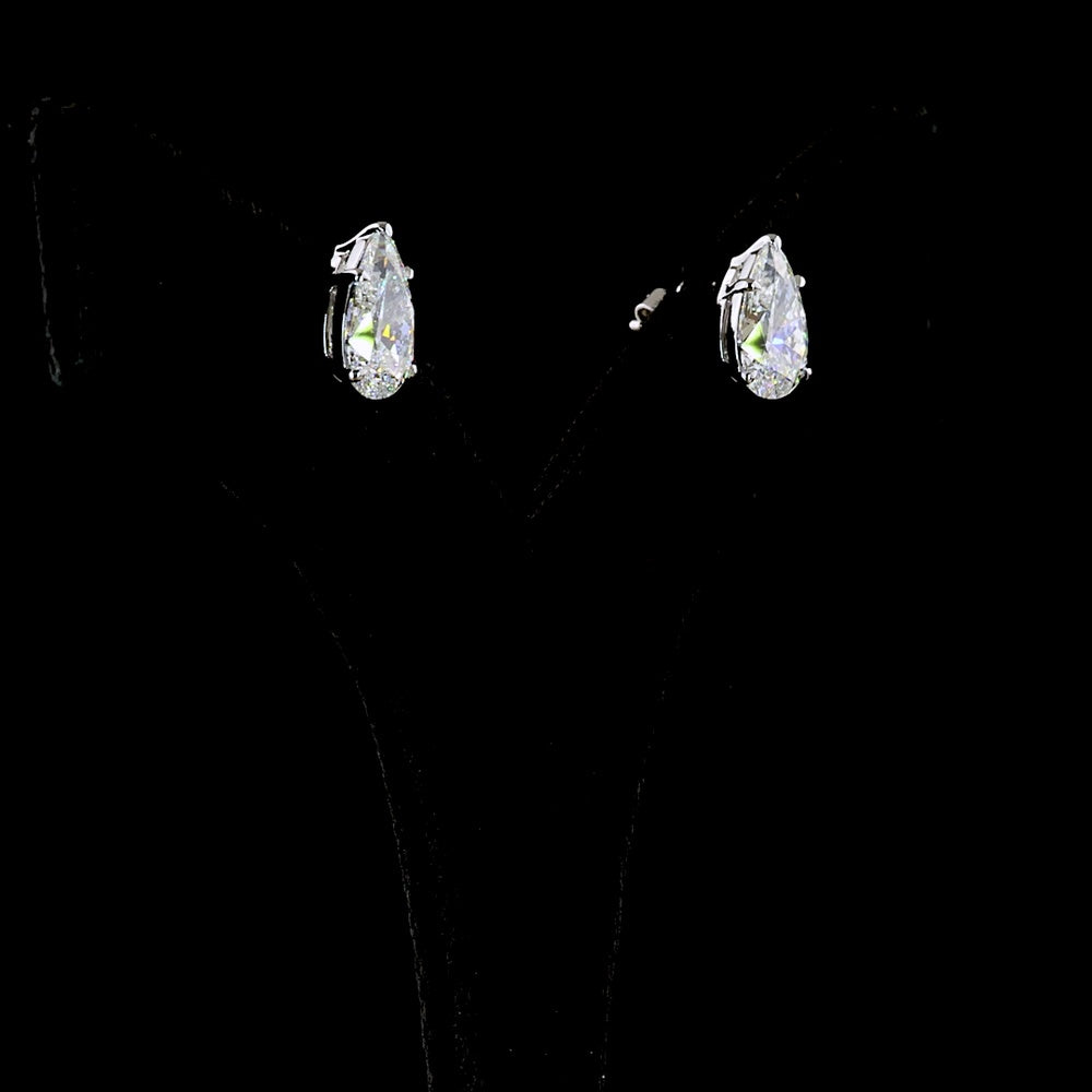 14K White Gold Pear-Shape Lab Diamond Stud Earrings - 4.51 Carats Total Weight (E-F Color, VVS2 Clarity) - Covaloro Fine Jewelry