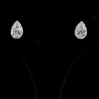 14K White Gold Pear Shape Lab Diamond Stud Earrings with Bezel-Prong Setting - 4.00 Carat Total Weight, E-F Color, VS1 Clarity - Covaloro Fine Jewelry