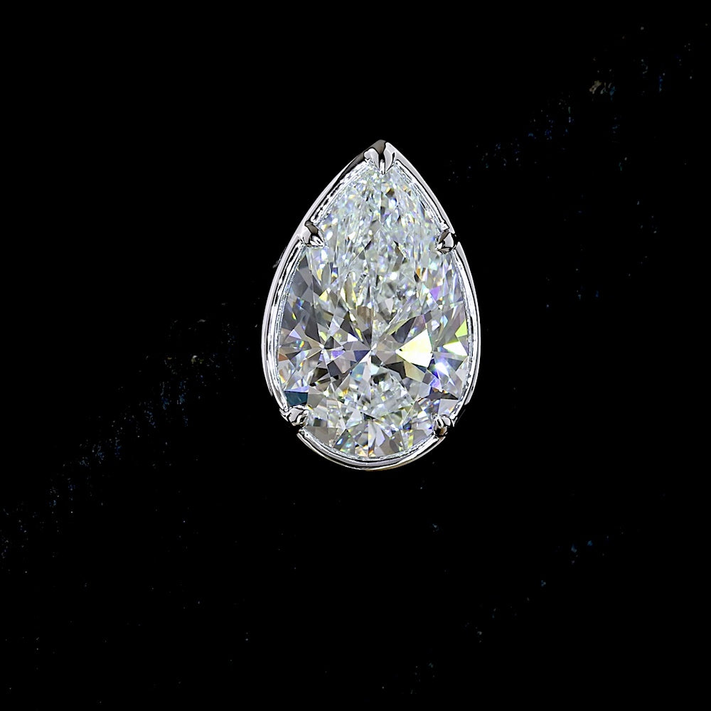 14K White Gold Pear Shape Lab Diamond Stud Earrings with Bezel-Prong Setting - 4.00 Carat Total Weight, E-F Color, VS1 Clarity - Covaloro Fine Jewelry