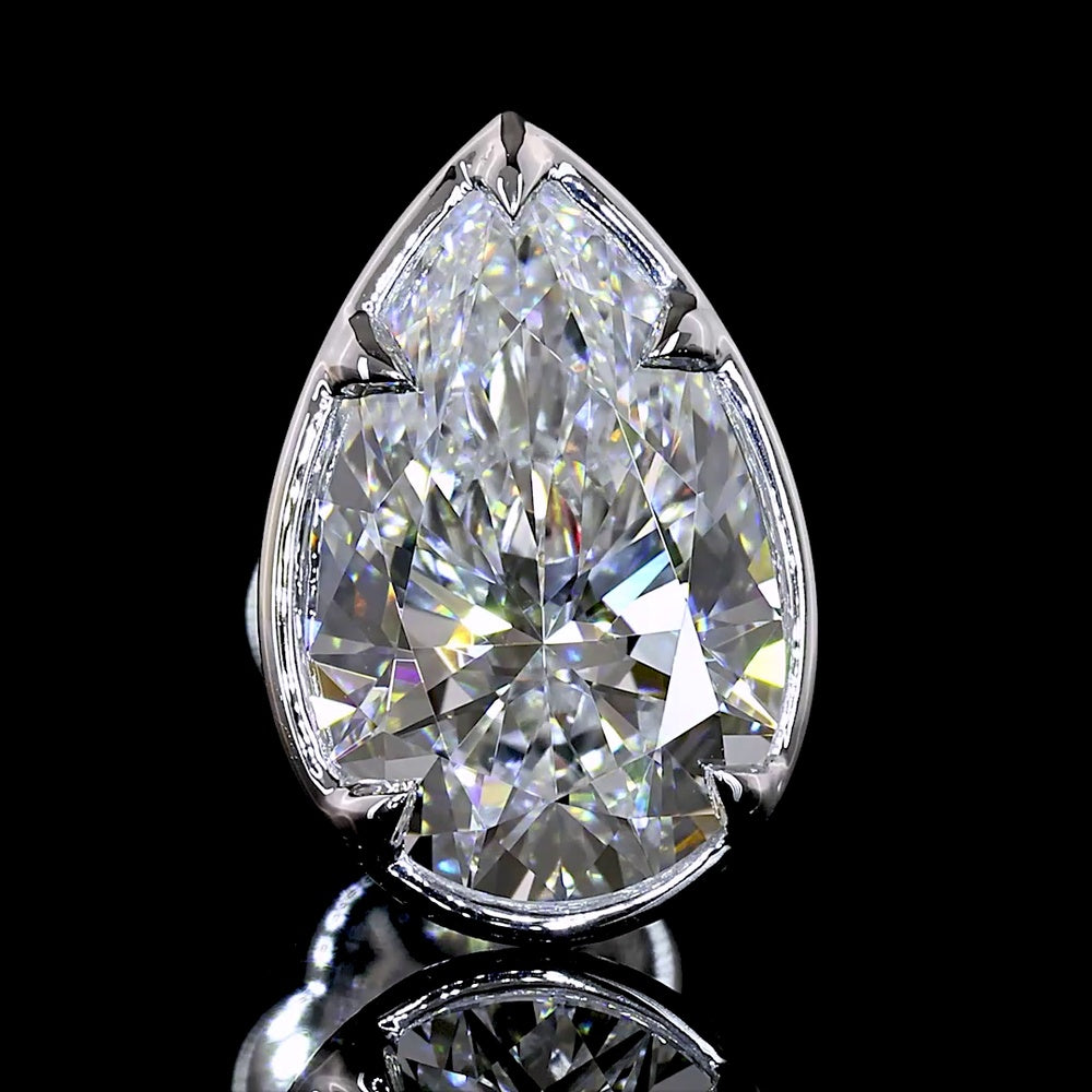 14K White Gold Pear Shape Lab Diamond Stud Earrings with Bezel-Prong Setting and Milgrain Detail - 3.04 Carat Total Weight, E Color VS1 Clarity - Covaloro Fine Jewelry