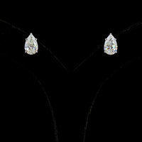 14K White Gold Pear Shape Lab Diamond Stud Earrings with Prong Setting - 4.01 Carat Total Diamond Weight - Covaloro Fine Jewelry