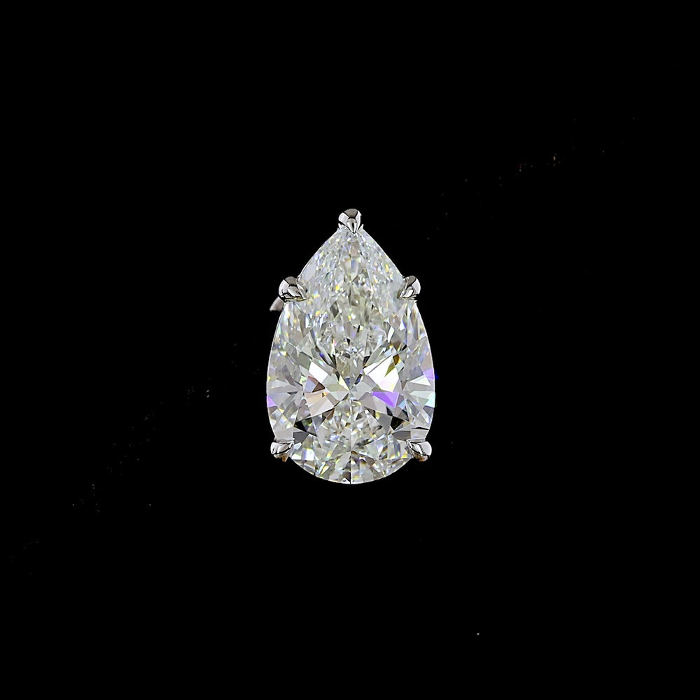 14K White Gold Pear Shape Lab Diamond Stud Earrings with Prong Setting - 4.01 Carat Total Diamond Weight - Covaloro Fine Jewelry
