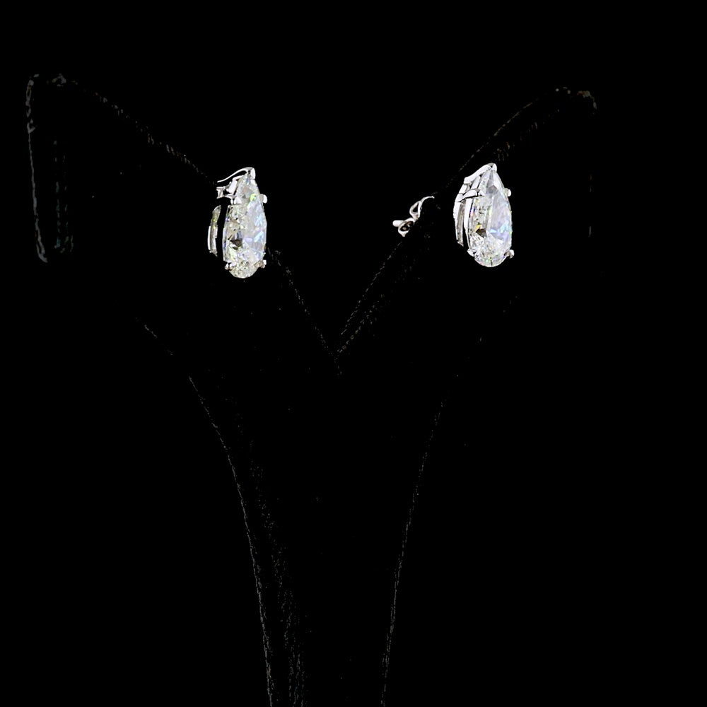 14K White Gold Pear Shape Lab Diamond Stud Earrings with Prong Setting - 4.01 Carat Total Diamond Weight - Covaloro Fine Jewelry