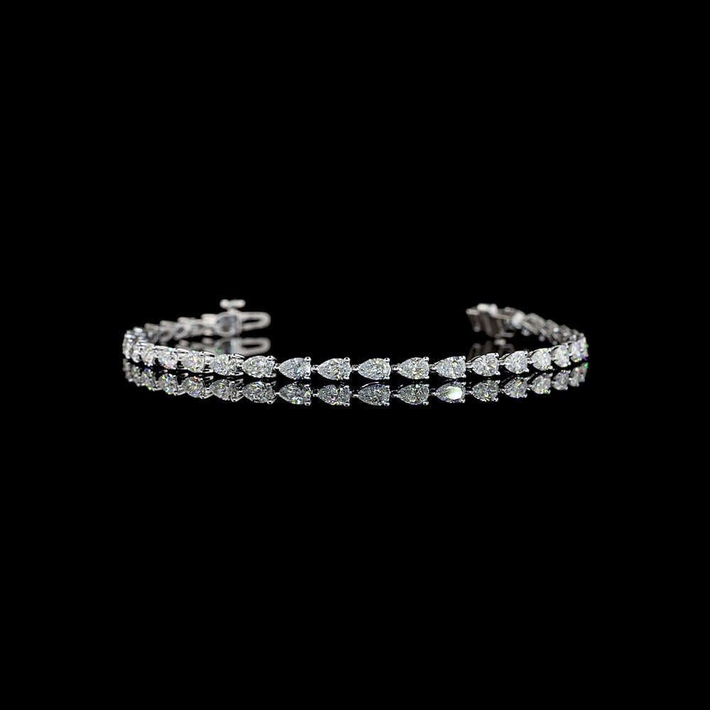 14K White Gold Pear-Shape Lab Diamond Tennis Bracelet - 3.36 Carat Total Weight E-F VS Quality - Covaloro Fine Jewelry