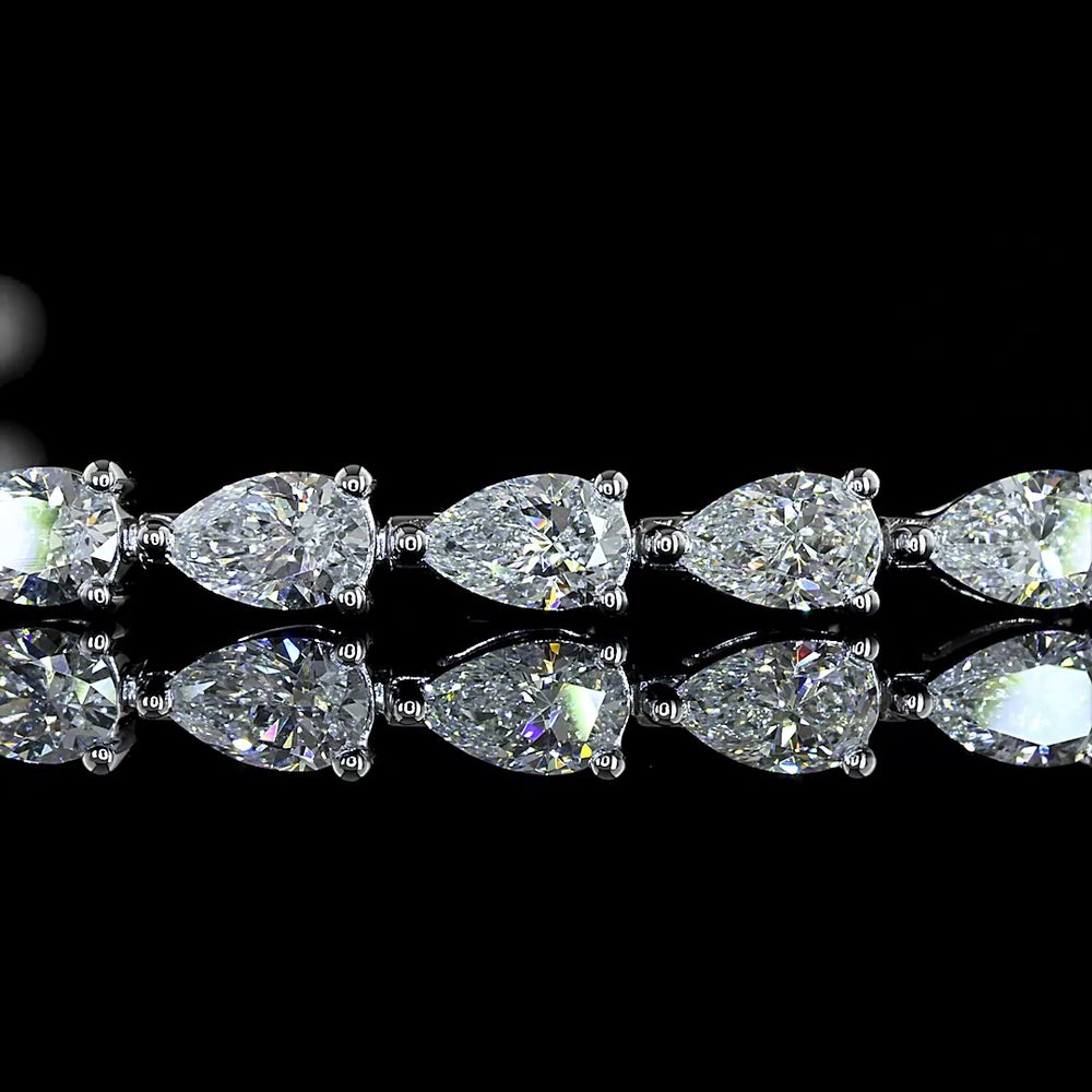 14K White Gold Pear-Shape Lab Diamond Tennis Bracelet - 3.36 Carat Total Weight E-F VS Quality - Covaloro Fine Jewelry