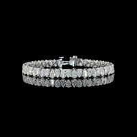 14K White Gold Pear Shape Lab Diamond Tennis Bracelet - 54 Stones, 14.11 Carat Total Weight with E-F Color and VS Clarity - Covaloro Fine Jewelry