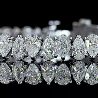 14K White Gold Pear Shape Lab Diamond Tennis Bracelet - 54 Stones, 14.11 Carat Total Weight with E-F Color and VS Clarity - Covaloro Fine Jewelry