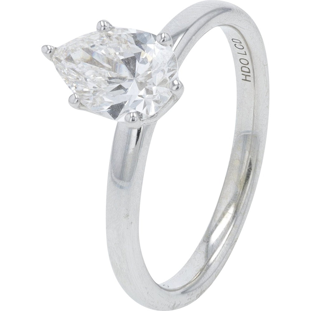 14K White Gold Pear Shape Lab Grown Diamond Engagement Ring - 1.00 Carat Total Diamond Weight
