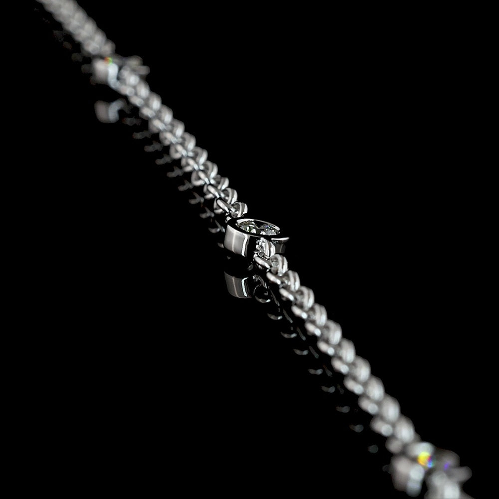 14K White Gold Pear-Shape Lariat Necklace with 1.06 Carat Lab Diamond Drop and 0.41 Carat Brilliant Cut Diamond Station Accents - 1.47 Total Carat Weight - Covaloro Fine Jewelry