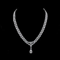 14K White Gold Pear Shape Lariat Necklace with 116 Lab-Grown Diamonds - 52.44 Carat Total Weight, F VS1 Clarity - Covaloro Fine Jewelry