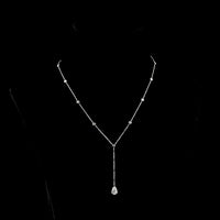 14K White Gold Pear Shape Lariat Necklace with Bezel and Prong Set Lab Grown Diamonds - 1.46 Carat Total Diamond Weight - Covaloro Fine Jewelry