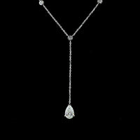 14K White Gold Pear Shape Lariat Necklace with Bezel and Prong Set Lab Grown Diamonds - 1.46 Carat Total Diamond Weight - Covaloro Fine Jewelry