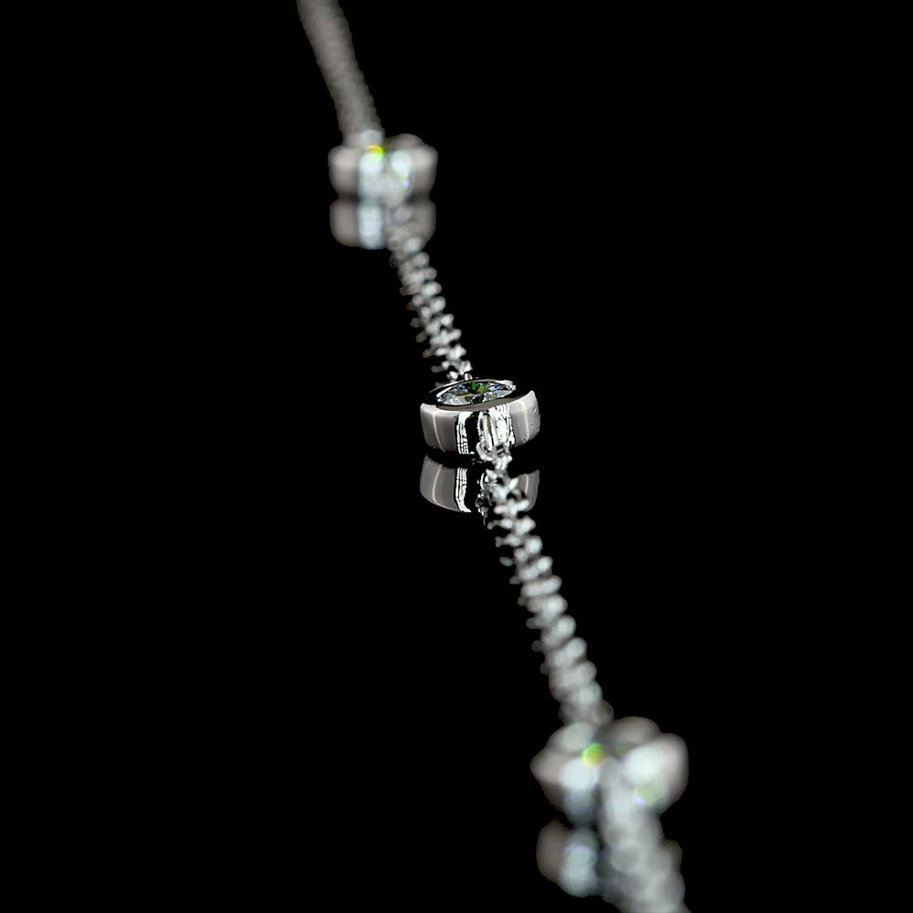 14K White Gold Pear Shape Lariat Necklace with Bezel and Prong Set Lab Grown Diamonds - 1.46 Carat Total Diamond Weight - Covaloro Fine Jewelry