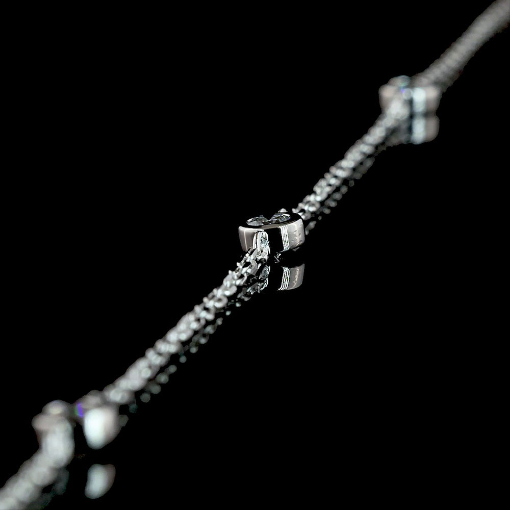 14K White Gold Pear Shape Lariat Necklace with Bezel and Prong Set Lab Grown Diamonds - 1.46 Carat Total Diamond Weight - Covaloro Fine Jewelry