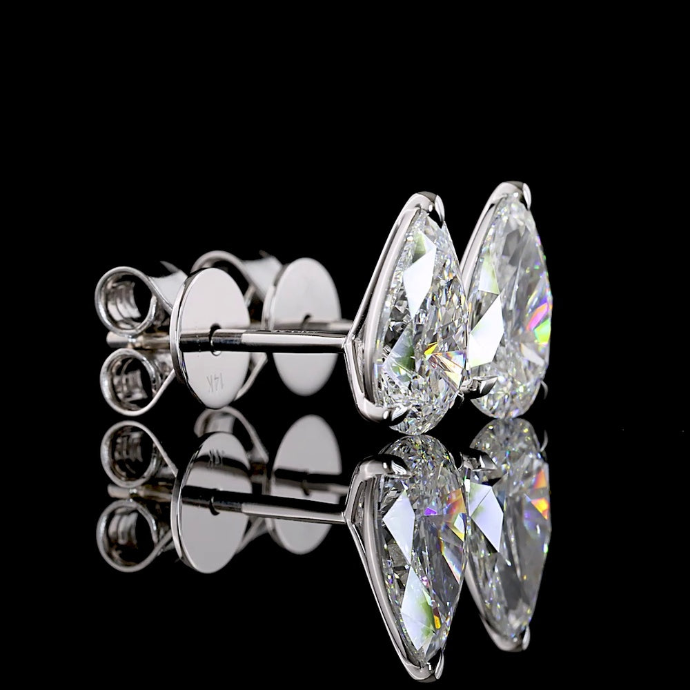 14K White Gold Pear Shape Martini Stud Earrings with 2.04 Carat Total Weight Lab Diamonds - F VS1 Quality - Covaloro Fine Jewelry