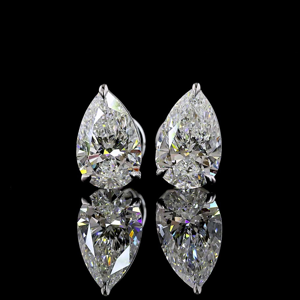 14K White Gold Pear Shape Martini Stud Earrings with 2.04 Carat Total Weight Lab Diamonds - F VS1 Quality - Covaloro Fine Jewelry