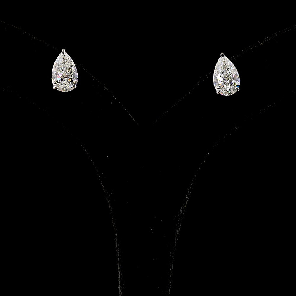 14K White Gold Pear Shape Martini Stud Earrings with Lab Grown F VS1 Diamonds - 4.02 Carats Total Diamond Weight - Covaloro Fine Jewelry