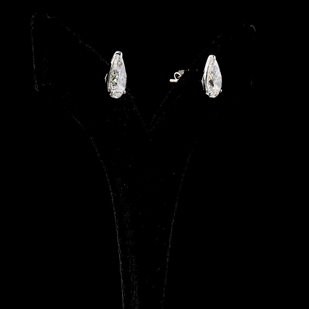 14K White Gold Pear Shape Martini Stud Earrings with Lab Grown F VS1 Diamonds - 4.02 Carats Total Diamond Weight - Covaloro Fine Jewelry