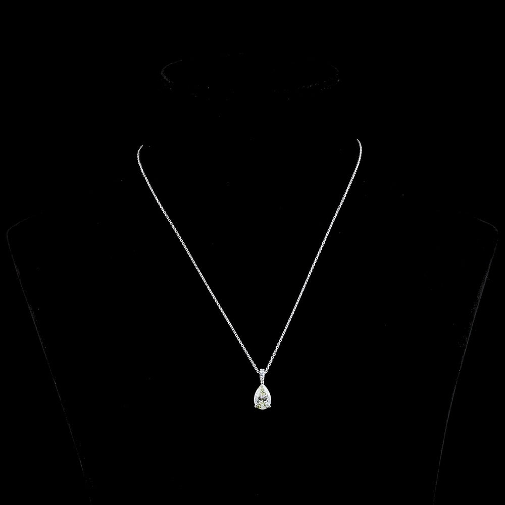 14K White Gold Pear Shape Pendant with 1.79 Carat Lab Grown Diamond and Brilliant Cut Accents - Total Diamond Weight 1.86 Carats - Covaloro Fine Jewelry