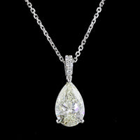 14K White Gold Pear Shape Pendant with 1.79 Carat Lab Grown Diamond and Brilliant Cut Accents - Total Diamond Weight 1.86 Carats - Covaloro Fine Jewelry