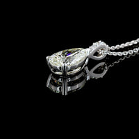 14K White Gold Pear Shape Pendant with 1.79 Carat Lab Grown Diamond and Brilliant Cut Accents - Total Diamond Weight 1.86 Carats - Covaloro Fine Jewelry