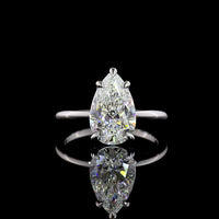 14K White Gold Pear Shape Solitaire Engagement Ring with 3.07 Carat F VVS2 Lab Grown Diamond - IGI Certified - Covaloro Fine Jewelry
