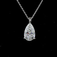 14K White Gold Pear Shape Solitaire Pendant with E-F VVS2 Lab Diamond - 2.50 Carat Total Weight, IGI Certified - Covaloro Fine Jewelry