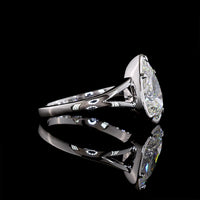 14K White Gold Pear Shape Solitaire Ring with Bezel-Prong Set 2.53 Carat Lab Diamond - E-F Color VS1 Clarity - Covaloro Fine Jewelry