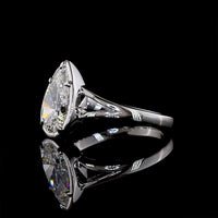 14K White Gold Pear Shape Solitaire Ring with Bezel-Prong Set 2.53 Carat Lab Diamond - E-F Color VS1 Clarity - Covaloro Fine Jewelry