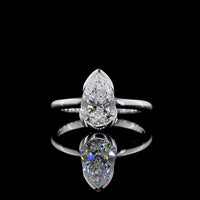 14K White Gold Pear-Shape Solitaire Ring with Half Bezel Setting and 1.54 Carat Lab Diamond (E-F Color, VS1 Clarity) - Covaloro Fine Jewelry