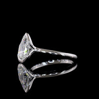 14K White Gold Pear-Shape Solitaire Ring with Half Bezel Setting and 1.54 Carat Lab Diamond (E-F Color, VS1 Clarity) - Covaloro Fine Jewelry