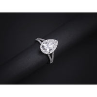 14K White Gold Pear Shape Split Shank Halo Ring with 1.53 Carat Lab-Grown Center Diamond and 0.50 Carat Accent Diamonds - 2.03 Total Carat Weight, GIA Certified - Covaloro Fine Jewelry