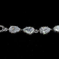 14K White Gold Pear-Shape Station Bracelet with Black Rhodium Prong Details and 16 Lab-Grown Diamonds - 2.99 Carat Total Weight - Covaloro Fine Jewelry