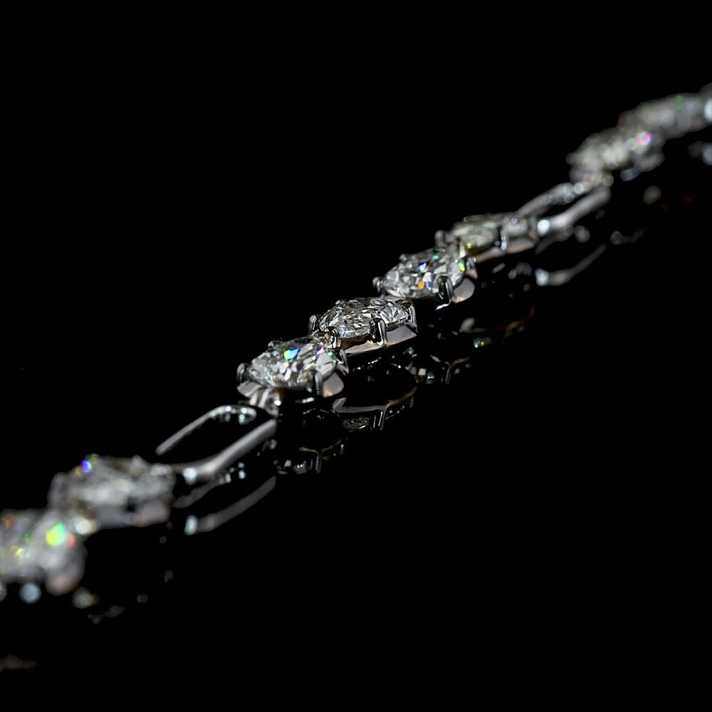 14K White Gold Pear-Shape Station Bracelet with Black Rhodium Prong Details and 16 Lab-Grown Diamonds - 2.99 Carat Total Weight - Covaloro Fine Jewelry