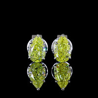 14K White Gold Pear Shape Stud Earrings with Fancy Vivid Yellow Lab-Grown VS2 Diamonds - 1.04 Carat Total Weight - Covaloro Fine Jewelry