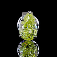 14K White Gold Pear Shape Stud Earrings with Fancy Vivid Yellow Lab-Grown VS2 Diamonds - 1.04 Carat Total Weight - Covaloro Fine Jewelry