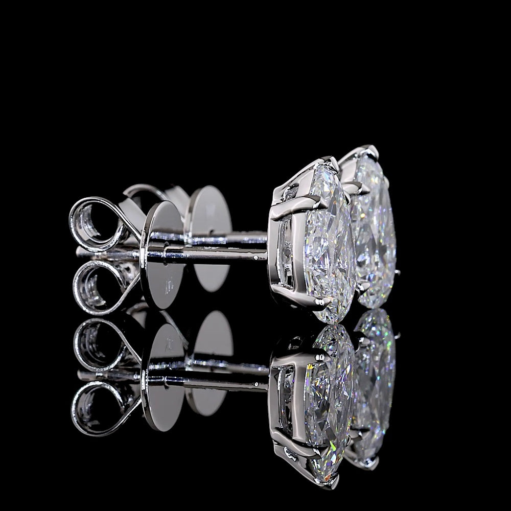14K White Gold Pear-Shape Stud Earrings with North-South Prong Set Lab Diamonds - 1.45 Carats Total Diamond Weight (D VS1 Clarity, IGI Certified) - Covaloro Fine Jewelry