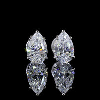 14K White Gold Pear-Shape Stud Earrings with North-South Prong Set Lab Diamonds - 1.45 Carats Total Diamond Weight (D VS1 Clarity, IGI Certified) - Covaloro Fine Jewelry