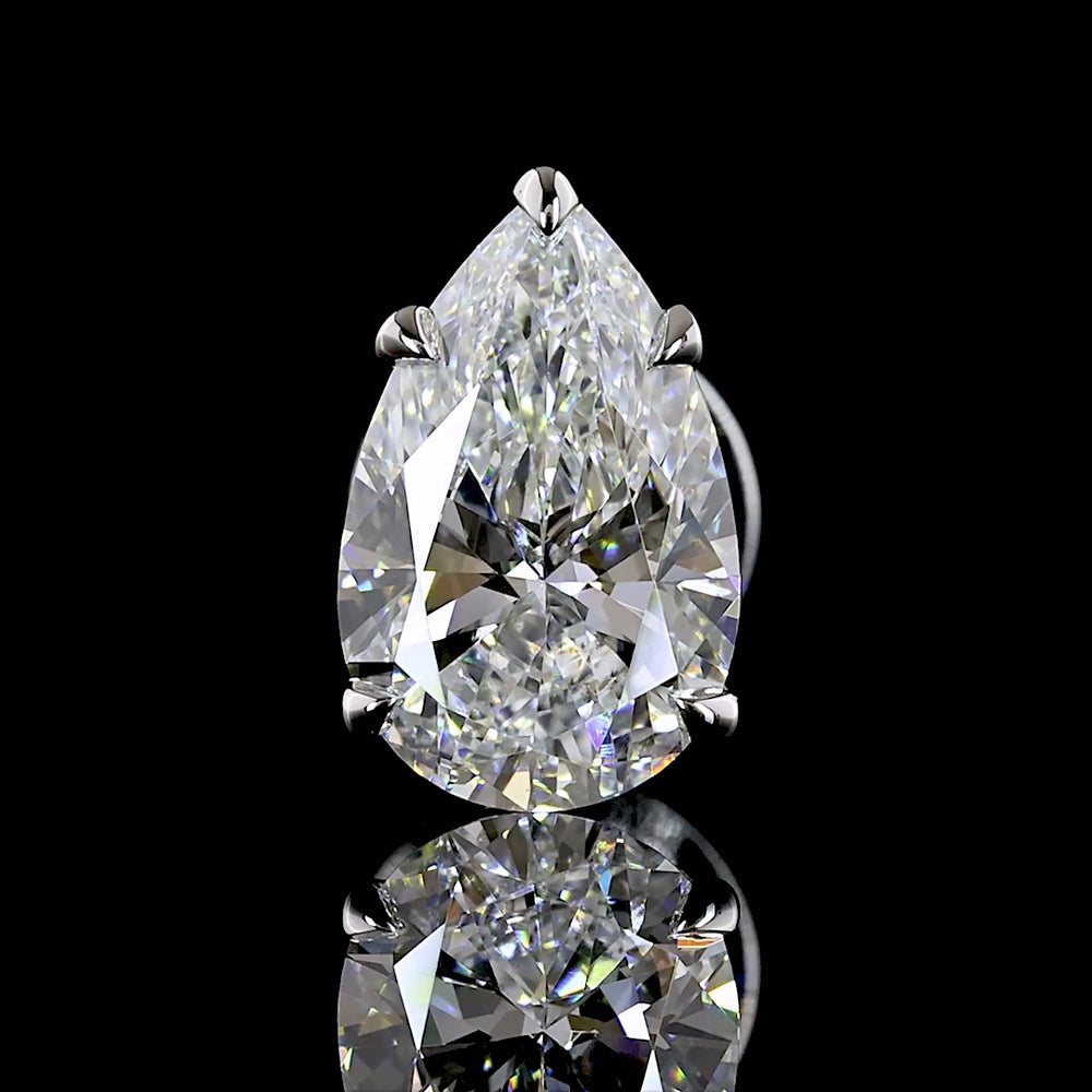 14K White Gold Pear-Shape Stud Earrings with North-South Prong Set Lab Diamonds - 1.45 Carats Total Diamond Weight (D VS1 Clarity, IGI Certified) - Covaloro Fine Jewelry