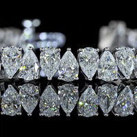 14K White Gold Pear Shape Tennis Bracelet with 60 Prong Set Lab-Grown Diamonds - 10.21 Carat Total Weight E-F VS - Covaloro Fine Jewelry
