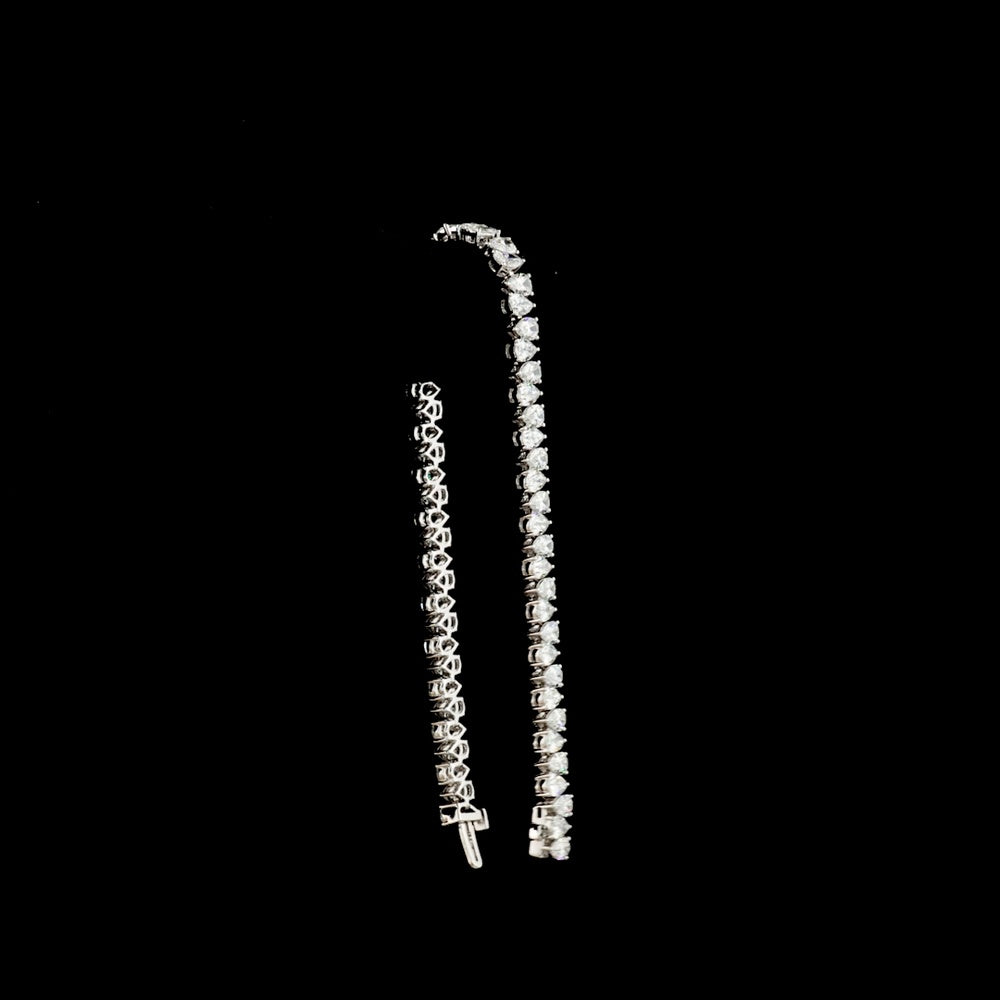 14K White Gold Pear Shape Tennis Bracelet with 60 Prong Set Lab-Grown Diamonds - 10.21 Carat Total Weight E-F VS - Covaloro Fine Jewelry
