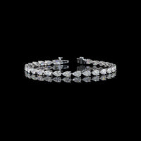 14K White Gold Pear Shape Tennis Bracelet with East-West Set Lab Diamonds - 7.28 Carat Total Weight, E-F Color, VS1 Clarity - Covaloro Fine Jewelry