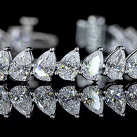 14K White Gold Pear Shape Tennis Bracelet with Incline-Set Lab Grown Diamonds (E-F VS1) - 8.69 Carat Total Weight - Covaloro Fine Jewelry