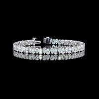 14K White Gold Pear Shape Tennis Bracelet with North-South Prong Set Lab Diamonds - 10.52 Carat Total Weight - Covaloro Fine Jewelry