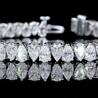 14K White Gold Pear Shape Tennis Bracelet with North-South Prong Set Lab Diamonds - 10.52 Carat Total Weight - Covaloro Fine Jewelry