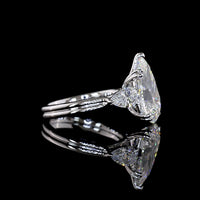 14K White Gold Pear Shape Three Stone Ring with 5.03 Carat Center Lab Diamond and 0.90 Carat Side Lab Diamonds - 5.93 Carat Total Weight, IGI Certified E-F VS1 - Covaloro Fine Jewelry