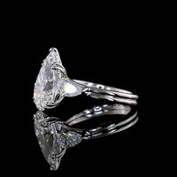 14K White Gold Pear Shape Three Stone Ring with 5.03 Carat Center Lab Diamond and 0.90 Carat Side Lab Diamonds - 5.93 Carat Total Weight, IGI Certified E-F VS1 - Covaloro Fine Jewelry