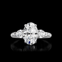 14K White Gold Pear Shape Three Stone Ring with Lab Grown Diamonds - 0.68 Total Carat Weight, E-F Color VS1 Clarity - Covaloro Fine Jewelry