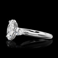 14K White Gold Pear Shape Three Stone Ring with Lab Grown Diamonds - 0.68 Total Carat Weight, E-F Color VS1 Clarity - Covaloro Fine Jewelry