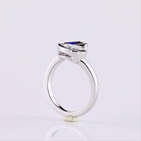 14K White Gold Pear Shape Toi et Moi Ring with Bezel Set Lab-Grown Blue Sapphire and Lab-Grown Diamond - 2.42 Carats Total Gem Weight - Covaloro Fine Jewelry